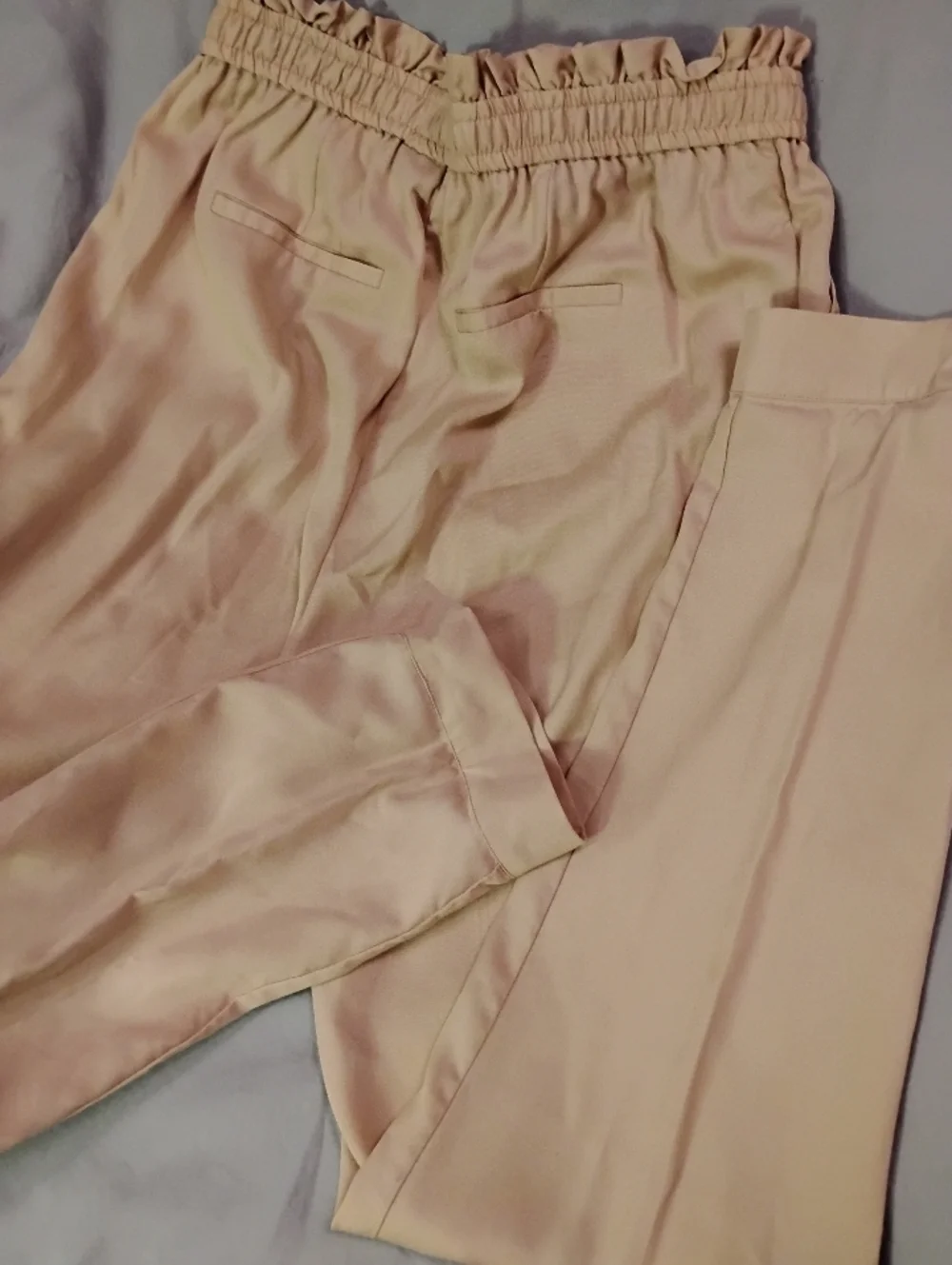 Garnet Hill Paperbag Adjustable Waist Tan Beige Lightweight Pants. Size M - Picture 10 of 14